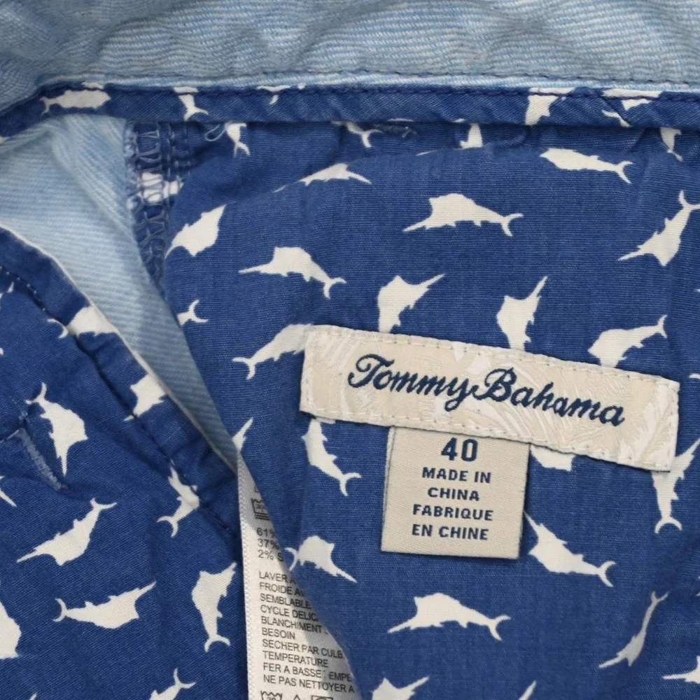 Tommy Bahama Shorts Mens‎ 40 Blue Linen Blend Flat Front Pockets 10